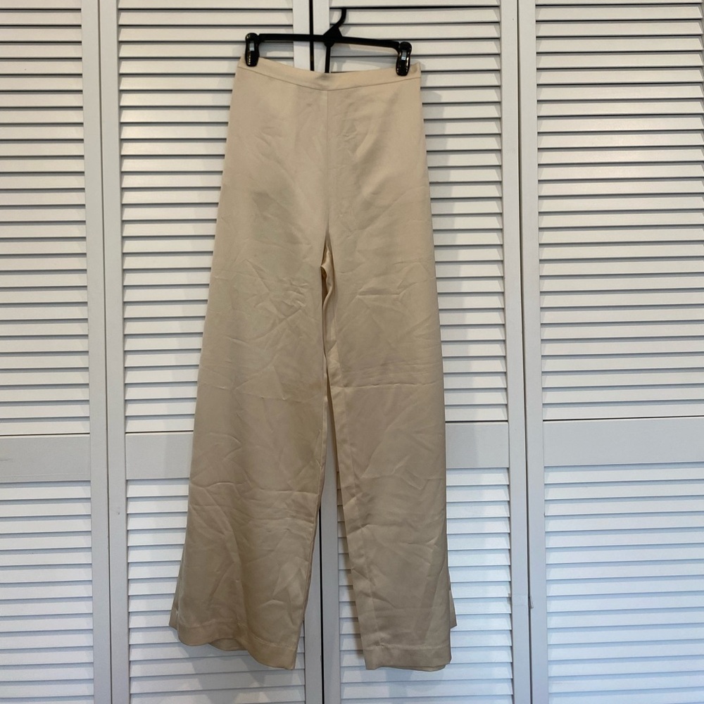 Oak + Fort satin look straight leg pants.